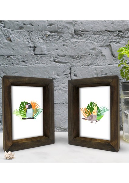 Gift Dekoratif 2'li Doğal Masif Ahşap Çerçeve 15X20CM-36