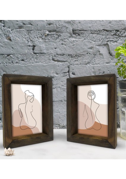 Gift Dekoratif 2'li Doğal Masif Ahşap Çerçeve 15X20CM-31