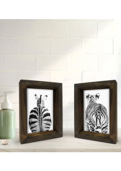 Gift Banyo Dekoratif 2'li Doğal Masif Ahşap Çerçeve 15X20CM-22