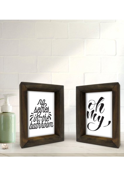 Gift Banyo Dekoratif 2'li Doğal Masif Ahşap Çerçeve 15X20CM-15