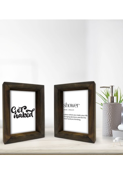 Gift Banyo Dekoratif 2'li Doğal Masif Ahşap Çerçeve 15X20CM-11 fiyatları