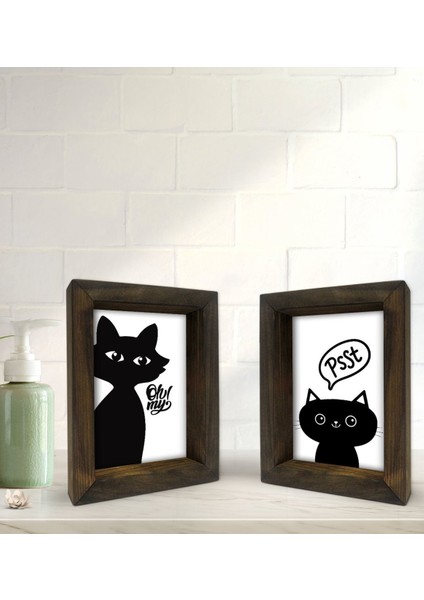 Gift Banyo Dekoratif 2'li Doğal Masif Ahşap Çerçeve 15X20CM-8