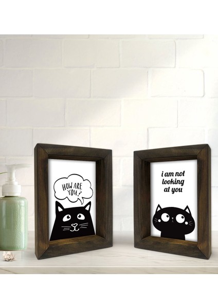 Gift Banyo Dekoratif 2'li Doğal Masif Ahşap Çerçeve 15X20CM-9