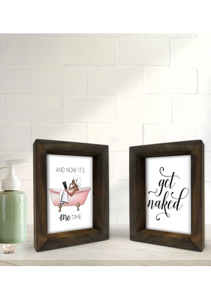 Gift Banyo Dekoratif 2'li Doğal Masif Ahşap Çerçeve 15X20CM-7
