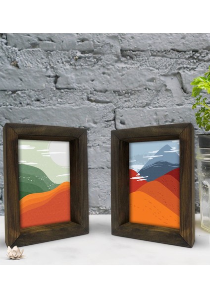 Gift Dekoratif 2'li Doğal Masif Ahşap Çerçeve 15X20CM-21
