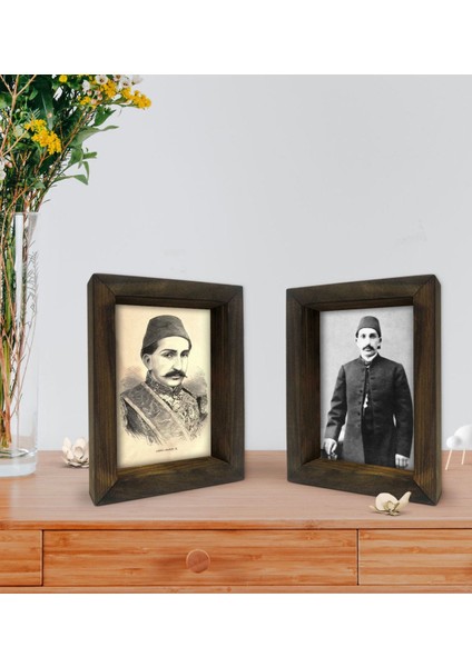 Gift Sultan Iı Abdülhamit Han Tasarımlı Dekoratif 2'li Doğal Masif Ahşap Çerçeve 15X20CM-4 fiyatları
