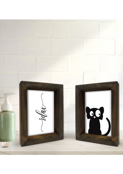Gift Banyo Dekoratif 2'li Doğal Masif Ahşap Çerçeve 15X20CM-3