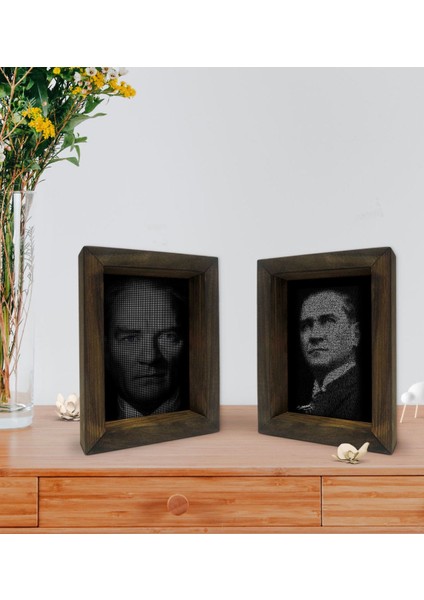 Gift Atatürk Tasarımlı Dekoratif 2'li Doğal Masif Ahşap Çerçeve 15X20CM-2 fiyatları