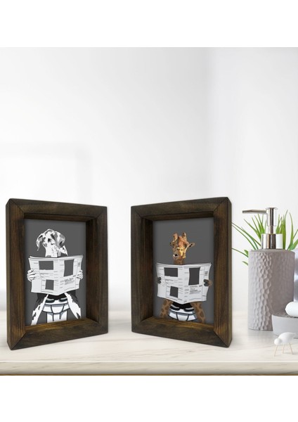 Gift Banyo Dekoratif 2'li Doğal Masif Ahşap Çerçeve 15X20CM-23 fiyatları