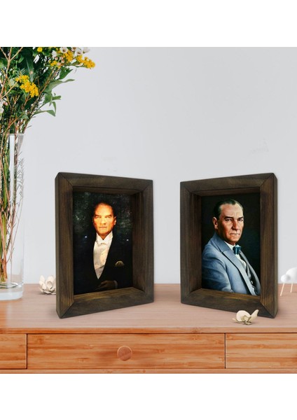 Gift Atatürk Tasarımlı Dekoratif 2'li Doğal Masif Ahşap Çerçeve 15X20CM-1 fiyatları