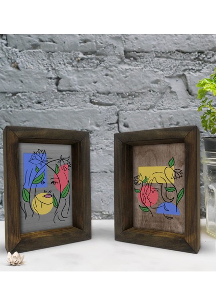 Gift Dekoratif 2'li Doğal Masif Ahşap Çerçeve 15X20CM-58