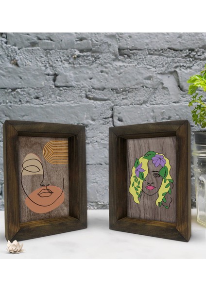 Gift Dekoratif 2'li Doğal Masif Ahşap Çerçeve 15X20CM-54