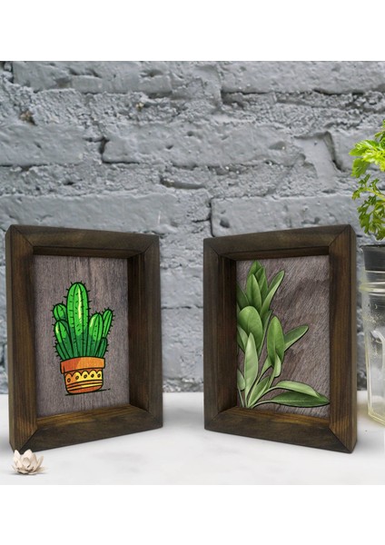 Gift Dekoratif 2'li Doğal Masif Ahşap Çerçeve 15X20CM-51