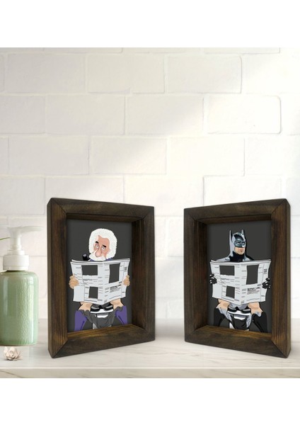 Gift Banyo Dekoratif 2'li Doğal Masif Ahşap Çerçeve 15X20CM-26