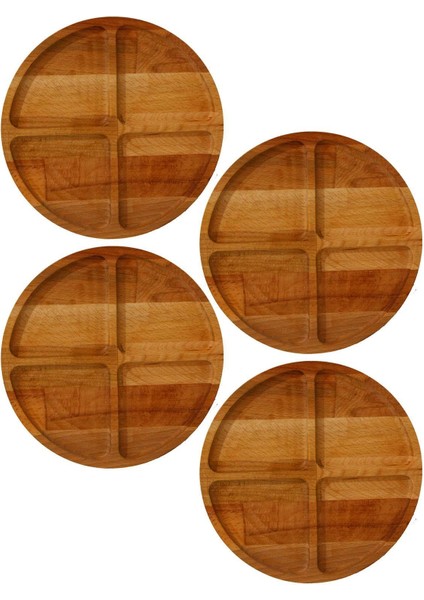 4 Lü Set Masif Ahşap Çerezlik – Kahvaltı – Kahve – Meyve Sunum Tabağı
