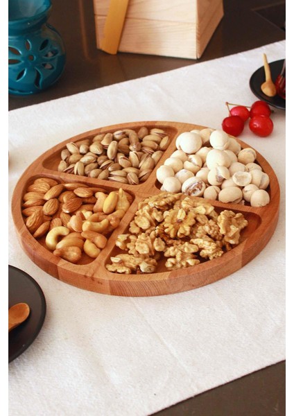 4 Lü Set Masif Ahşap Çerezlik – Kahvaltı – Kahve – Meyve Sunum Tabağı