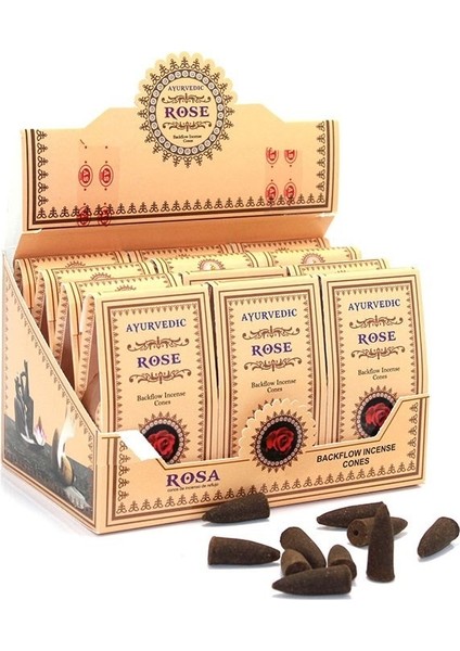 Ayurvedic Incense Ayurvedic Konik ( Geri Akış ) Tütsü Rose Aromalı