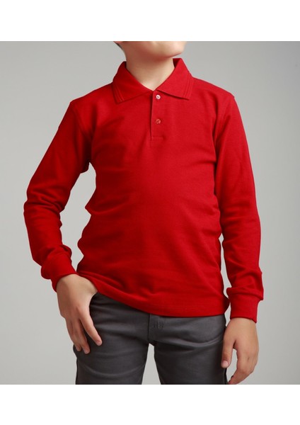 Polo Yaka Uzun Kol Kırmızı T-Shirt modelleri