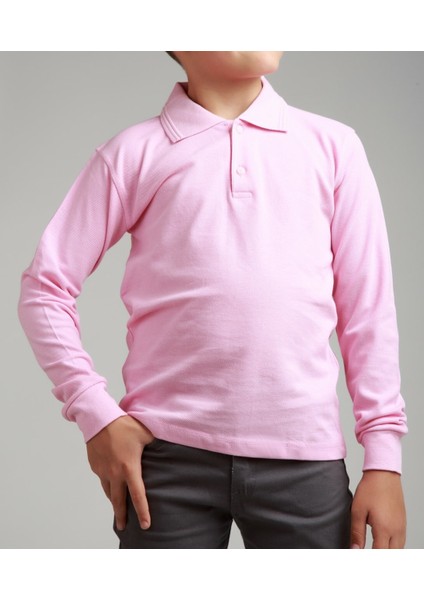 Polo Yaka Uzun Kol Pembe T-Shirt modelleri