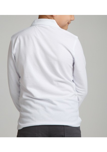 Cocuk Polo Yaka Uzun Kol Beyaz T-Shirt fırsatları