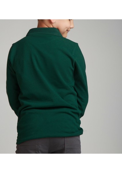 Cocuk Polo Yaka Uzun Kol Koyu Yeşil T-Shirt fırsatları