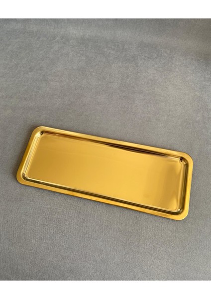 Diktörtgen Gold Sunum Tepsisi