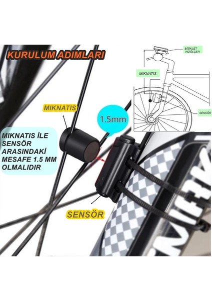 Bisiklet Km Hız Sayacı LED Ekran Hız Göstergesi - Su Geçirmez