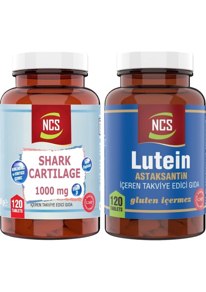 Shark Cartilage Demir Vitamin D3 1000 Mg 120 Tablet & Lutein 15 Astaksantin 12 Mg 120 Tablet Çinko