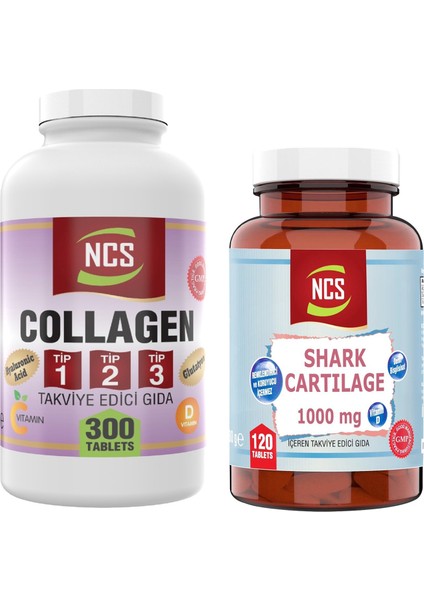 300 Tablet Hidrolize Collagen () Type (Tip) 1-2-3 & Shark Cartilage Demir Vitamin D3 1000 Mg 120 Tablet