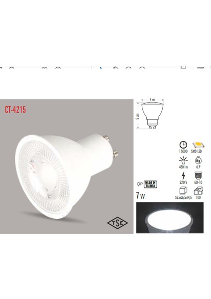 CT-4215 7W LED Ampul (Beyaz)Cata