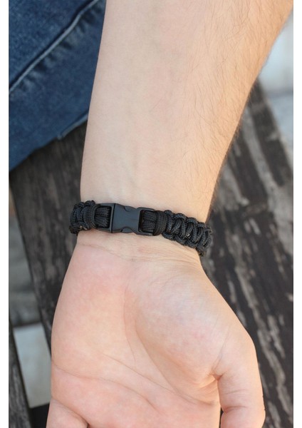 Siyah Renk Paracord Erkek Bileklik
