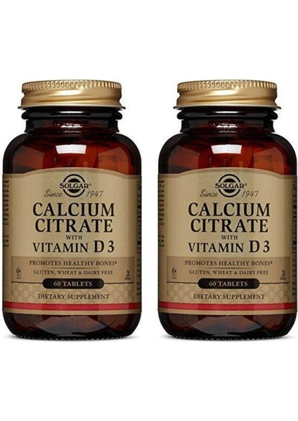 Calcium Citrate With Vitamin D3 60 Tablet 2 Adet Skt 03/2023