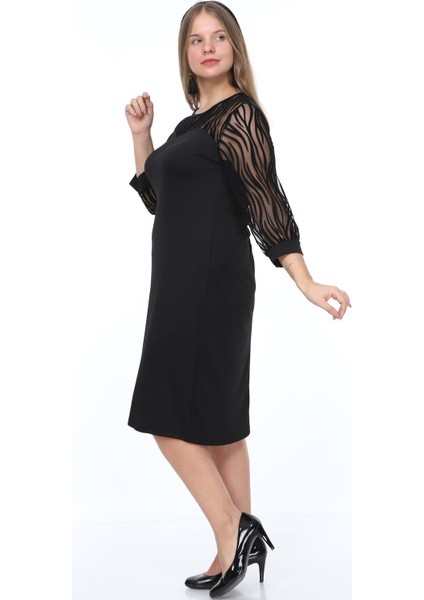 Zebra Desen Flok Büyük Beden Elbise 15B-0896 fiyatları