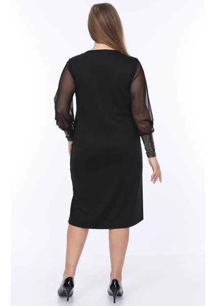 Yaka Kol Parlak Büyük Beden Elbise 14E-0934 fırsatları