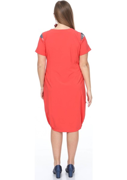 Yazlık Garnili Mercan Büyük Beden Elbise 14F-0890 indirimleri