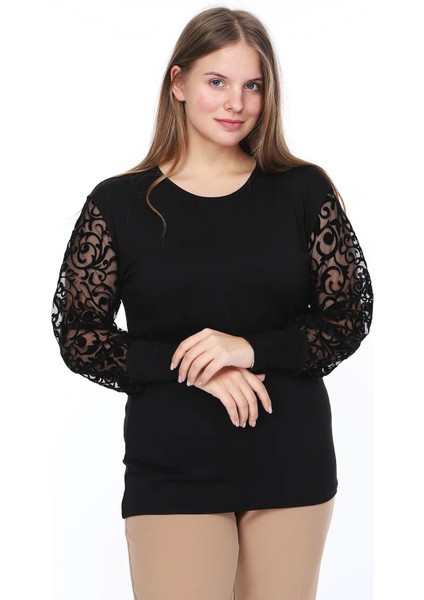Flok Kol Büyük Beden Bluz 18A-0848 fiyatları
