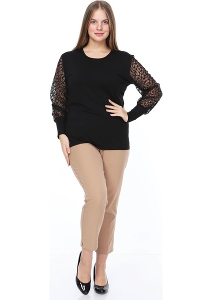 File Kol Büyük Beden Bluz 4B-0846