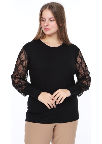 Dantel Kollu Büyük Beden Bluz 17A-0868 fiyatları