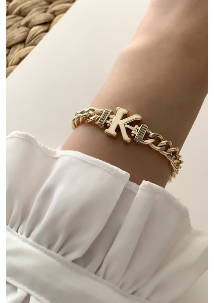 ÇLK Accessories Gold K Harf Bileklik TRBILEK7577 B34003