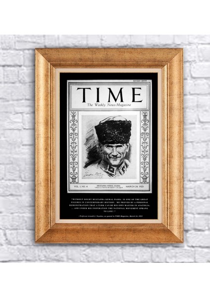 Çerçeveli Atatürk Time Dergisi Kanvas Tablo