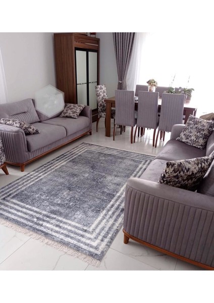 Oslo Kaymaz Tabanlı Yıkanabilir Halı Kilim Yolluk Gribeyaz fırsatları