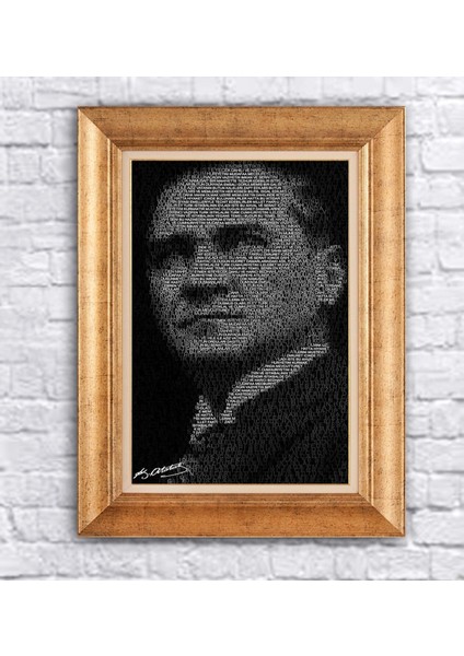 Çerçeveli Atatürk Mozaik Kanvas Tablo