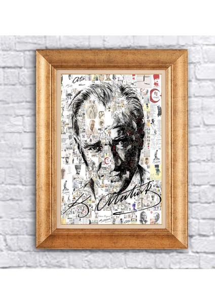Çerçeveli Atatürk Imza Kanvas Tablo