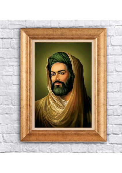 Çerçeveli Paspartolu Hz Ali Kanvas Tablo