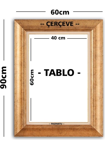 Çerçeveli Paspartolu Osmanlı Arması Tugra Kanvas Tablo