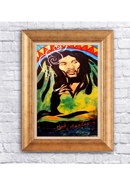 Çerçeveli Paspartolu Bob Marley  Kanvas Tablo