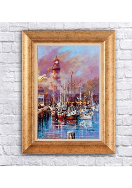 Çerçeveli Paspartolu Istanbul Manzarası Kanvas Tablo