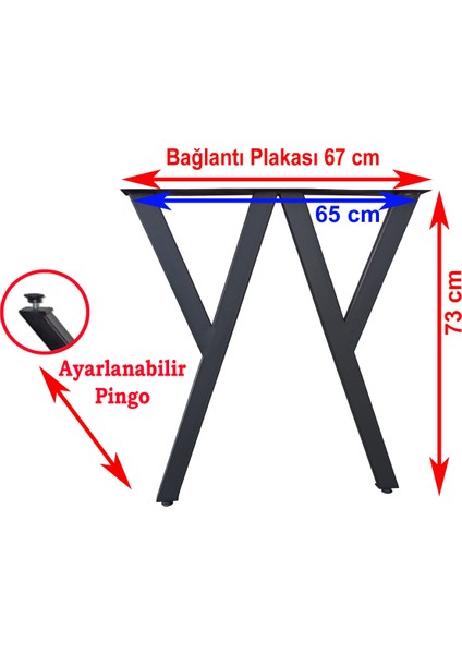 Metal Ayak Pingolu Masa Ayağı Ahşap Masif Mutfak Yemek Çalışma Masası Ayağı