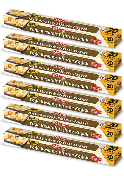 Kesilmiş Yağlı Pişirme Kağıdı 20 Yaprak 6'lı Kutu Set