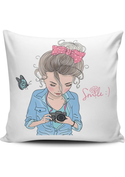 Kırlent Dünyası Fashion Girl Dijital Baskılı Kırlent Kılıfı